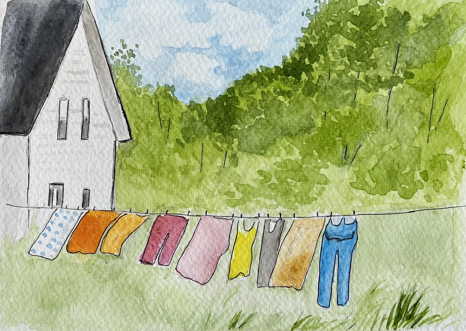 Clothes on the Line by PEI artist June Ellis