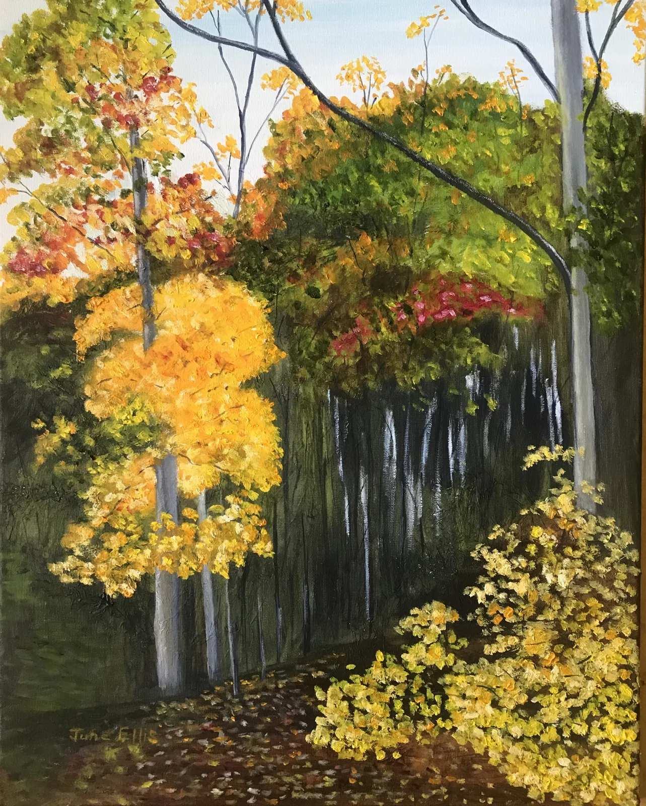Original oil painting of a solitary autumn landscape on Prince Edward Island by June Ellis PEI Artist