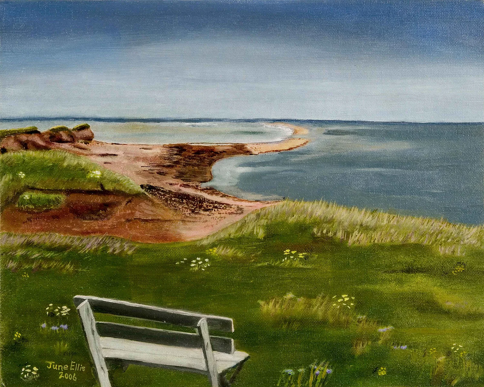 Meeting of the Tides is an original oil painting of North Cape Prince Edward Island by June Ellis PEI Artist
